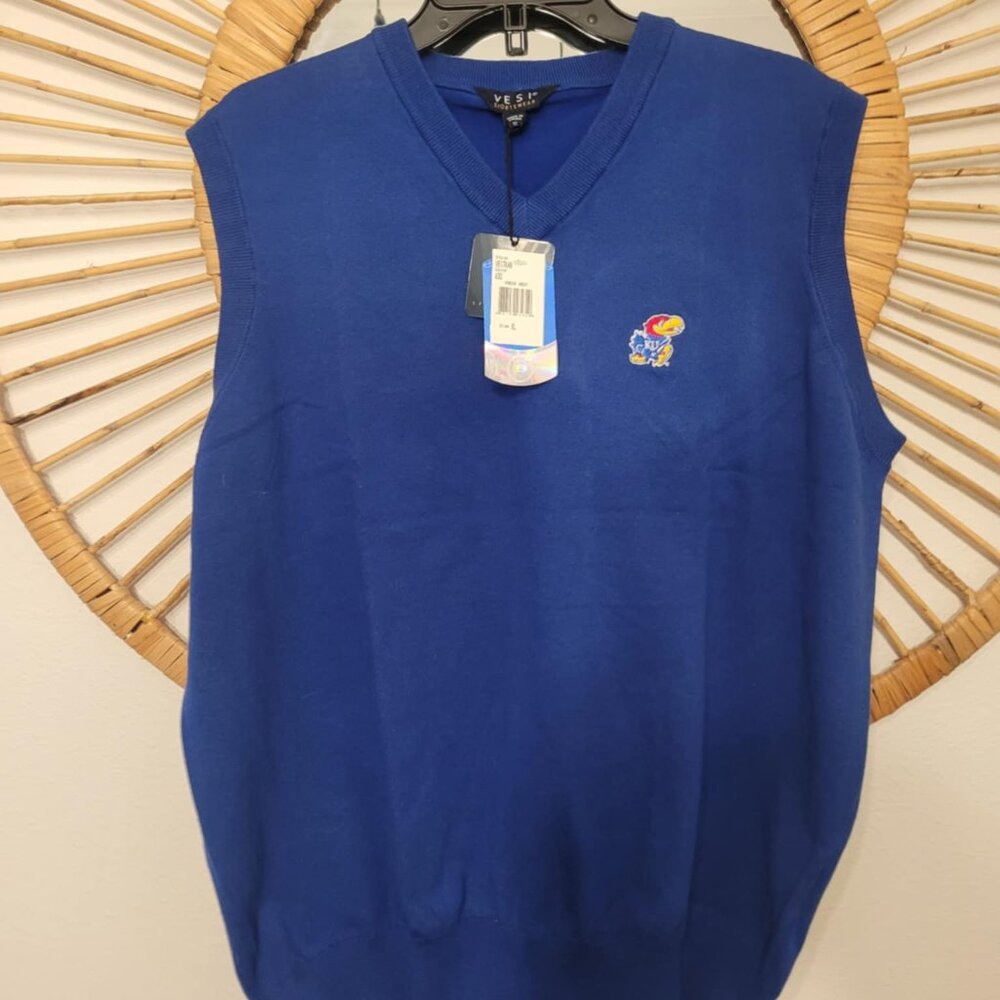 NEW Vesi Sportswear Kansas Jayhawks Men's Sweater Vest V Neck Officially License